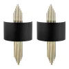 Set Van 2 Metalen Wandlampen In Art-Decostijl - L22 X H75 Cm - Zwart En Goudkleurig - Sangarius