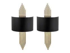 Set Van 2 Metalen Wandlampen In Art-Decostijl - L22 X H75 Cm - Zwart En Goudkleurig - Sangarius