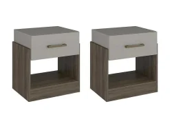 Set Van 2 Nachtkastjes Met 1 Lade En 1 Opbergvak Kleuren: Taupe En Bruin Bodil Ii