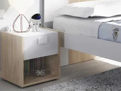 Set Van 2 Nachtkastjes Met 1 Lade En 1 Nis - Sonia - Materiaal: Naturel En Wit - Sonia