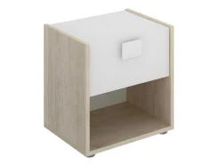 Set Van 2 Nachtkastjes Met 1 Lade En 1 Nis - Sonia - Materiaal: Naturel En Wit - Sonia