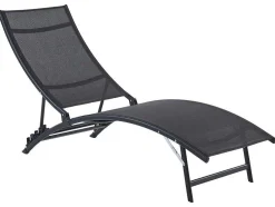Set Van 2 Opstapelbare Ligstoelen Van Aluminium En Textileen - Zwart - Zensia