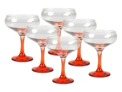 Set Van 6 Oranje Cocktailglazen Op Voet 32 Cl - D. 6.5 X H. 20 Cm - Coraly
