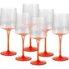 Set Van 6 Oranje Wijnglazen Op Voet 27 Cl - D. 9,5 X H.13Cm - Coraly