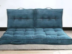 Set Van 2 Palletkussens Van Ribfluweel - L60 X D40 Cm - Blauw - Baila