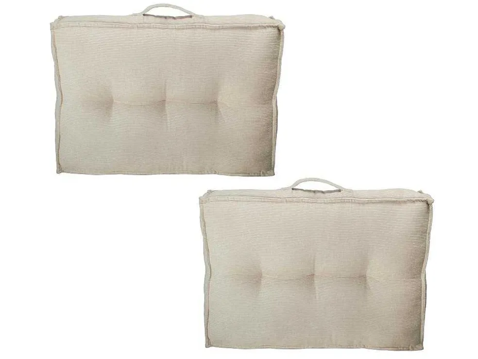 Set Van 2 Palletkussens Van Ribfluweel - L60 X D40 Cm - Beige - Baila