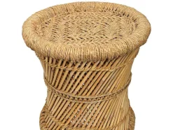 Set Van 2 Ronde Poefs Van Licht Naturelkleurig Rotan Mirtaka