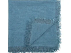 Set Van 4 Servetten Met Franje - Katoen - 45 X 45 Cm - Marineblauw - Pola