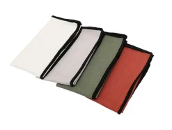 Set Van 4 Servetten Van Katoen En Linnen - 45 X 45 Cm - Taupegrijs - Borina