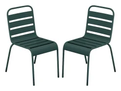 Set Van 2 Stapelbare Metalen Tuinstoelen - Dennengroen - Mirmande Van Mylia