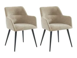 Set Van 2 Stoelen Heka - Met Armleuningen - Stof En Metaal - Beige