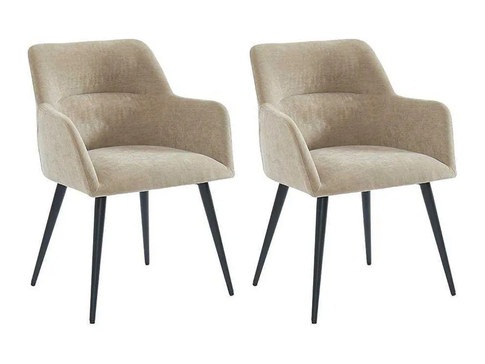 Set Van 2 Stoelen Heka - Met Armleuningen - Stof En Metaal - Beige
