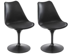 Set Van 2 Stoelen In Polypropeen, Kunstleer En Metaal - Zwart - Xafy