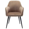 Set Van 2 Stoelen Met Armleuningen Eleana - Fluweel En Zwart Metaal - Beige