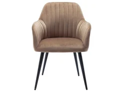 Set Van 2 Stoelen Met Armleuningen Eleana - Fluweel En Zwart Metaal - Beige