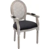 Set Van 2 Stoelen Met Armleuningen - Riet, Stof En Heveahout - Zwart - Antoinette