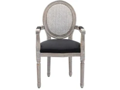 Set Van 2 Stoelen Met Armleuningen - Riet, Stof En Heveahout - Zwart - Antoinette