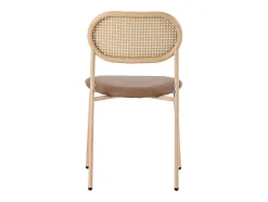 Set Van 4 Stoelen Van Kunstleer En Rotan - Metalen Poten - Bruin
