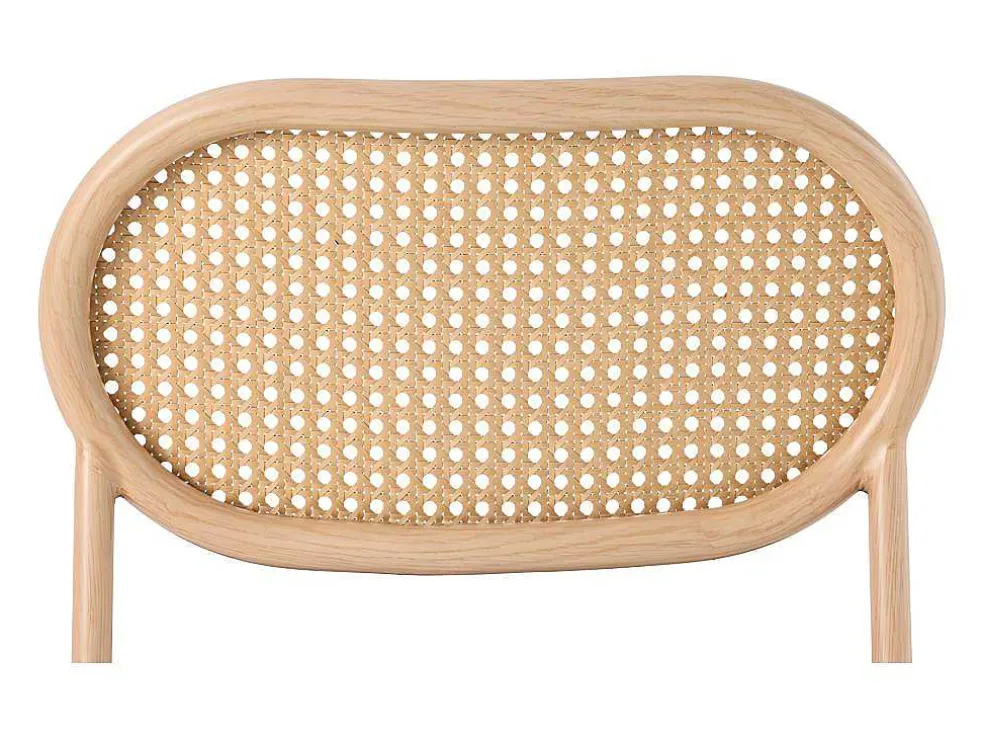 Set Van 4 Stoelen Van Kunstleer En Rotan - Metalen Poten - Bruin