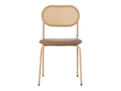 Set Van 4 Stoelen Van Kunstleer En Rotan - Metalen Poten - Bruin