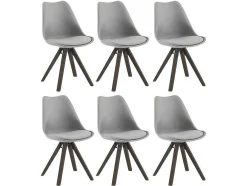 Set Van 6 Stoelen Van Polypropyleen En Beuken - Grijs En Donker Naturel - Serani