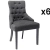 Set Van 6 Stoelen Van Stof En Heveahout - Grijs - Mervia