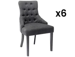 Set Van 6 Stoelen Van Stof En Heveahout - Grijs - Mervia