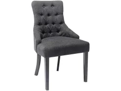 Set Van 6 Stoelen Van Stof En Heveahout - Grijs - Mervia