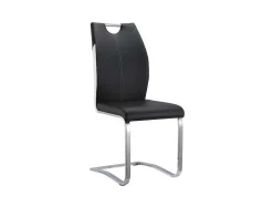 Set Van 4 Stoelen Winch - Zwart / Wit Kunstleer - Poten Van Chroom Metaal