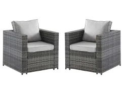Set Van 2 Tuinstoelen Van Geweven Hars - Grijs - Anori