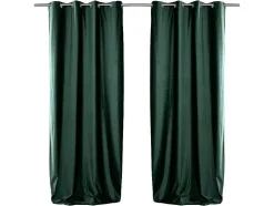 Set Van 2 Verduisterende Gordijnen Van Velours - L135 X H250 Cm - Groen Met Zilverkleurige Ogen - Darrel