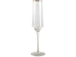 Set Van Geribbelde Champagneglazen Art-Decostijl Celebration - 7 X 7 X 26 Cm - Gouden Rand
