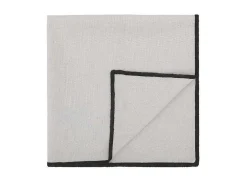 Set Van Tafellaken + 4 Servetten Van Linnen En Katoen - Zwarte Rand - Taupegrijs - 170 X 170 Cm - Borina