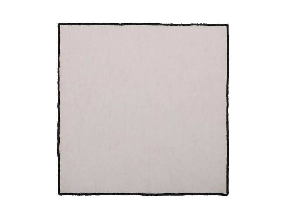 Set Van Tafellaken + 4 Servetten Van Linnen En Katoen - Zwarte Rand - Taupegrijs - 170 X 300 Cm - Borina