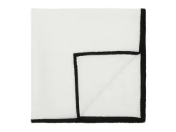Set Van Tafellaken + 4 Servetten Van Linnen En Katoen - Zwarte Rand - Wit - 170 X 300 Cm - Borina