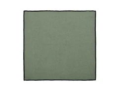 Set Van Tafellaken + 4 Servetten Van Linnen En Katoen - Zwarte Rand - Kaki - 170 X 300 Cm - Borina