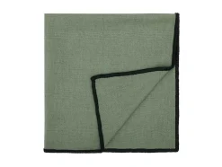 Set Van Tafellaken + 4 Servetten Van Linnen En Katoen - Zwarte Rand - Kaki - 170 X 300 Cm - Borina