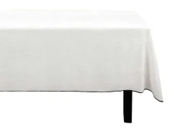 Set Van Tafellaken + 4 Servetten Van Linnen En Katoen - Zwarte Rand - Wit- 170 X 170 Cm - Borina
