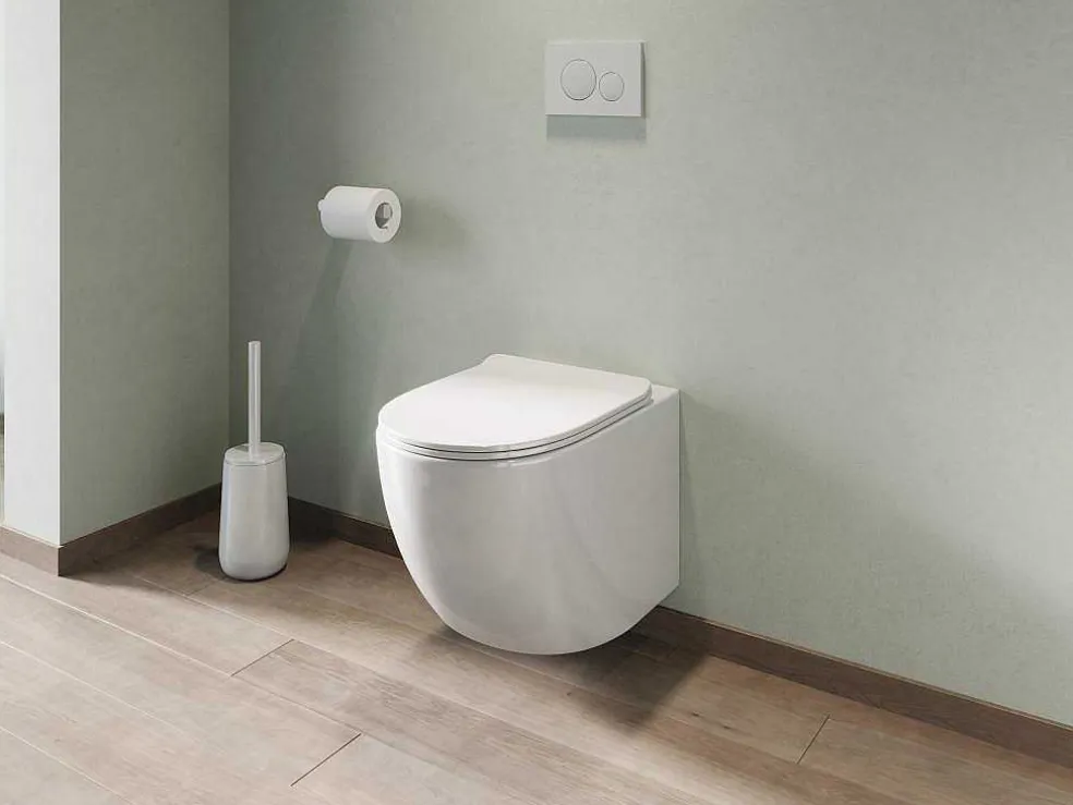 Set Voor Glanzend Witte Hang-Wc Met Voorwandsysteem En Bedieningsplaat - Javoine