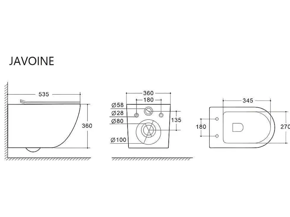 Set Voor Hang-Wc Met Decoratief Voorwandsysteem - Glanzend Zwart - Javoine