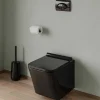 Set Voor Hang-Wc Van Glanzend Zwart Keramiek Met Voorwandsysteem En Ovalen Bedieningsplaat - Clemona