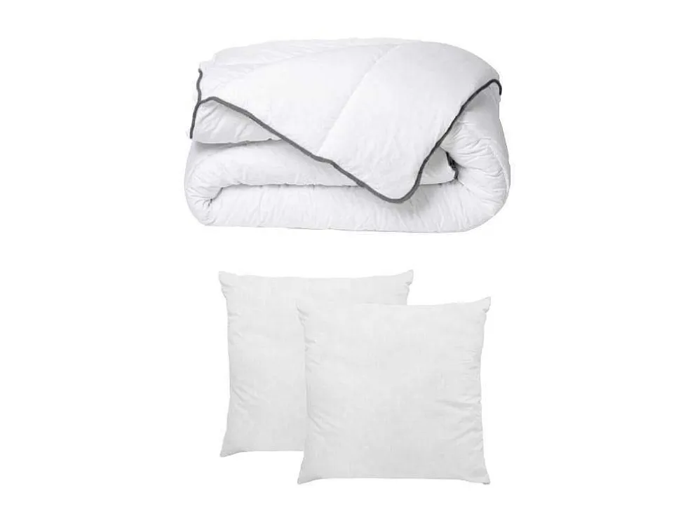 Set Zijdezacht Dekbed 200 X 200 Cm + 2 Hoofdkussens 60 X 60 Cm - Wit - Biesya