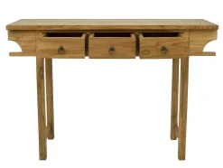 Sidetable Met 3 Lades In Teak - Kleur: Houtlook - Wekea