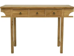 Sidetable Met 3 Lades In Teak - Kleur: Houtlook - Wekea