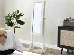 Sieradenkastje Met Spiegel Berenice - Mdf En Grenen - 120 X 39 X 30 Cm - Wit
