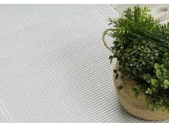 Sisal Tapijt, Loper Timo 5979 Buitenshuis Kader Wit 60X300 Cm