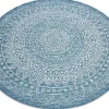 Sisal Tapijt Sisal Loft 21207 Rosette Rond Boho Ivoor/Zilver/Blauw Cercle 120 Cm