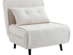 Slaapfauteuil Van Ivoorwitte Bouclestof Uribia