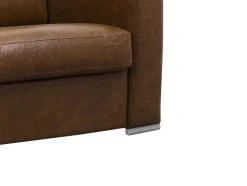 Snel Omgebouwde Slaapbank Met 3 Zitplaatsen In 100% Vintage Karamel Buffelleer En Een Matras Van 18 Cm Delectea Ii