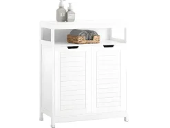 Sobuy Badkamermeubel Toiletkast Ladekast Kastopbergmeubel Met 2 Deuren, Verstelbare Planken, 70X35X90 Cm, Bzr121-W